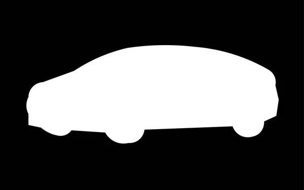 Silueta de coche blanco png sobre fondo negro — Vector de stock