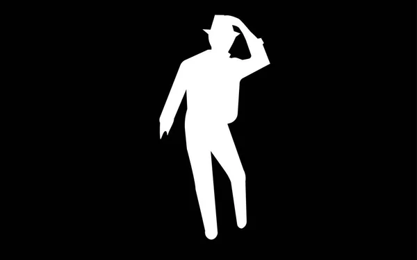 Blanc michael jackson silhouette sur fond noir — Image vectorielle