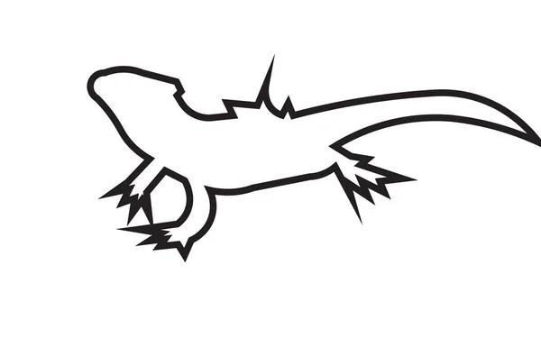 Bearded dragon silhouette outline on white background — Stock Vector