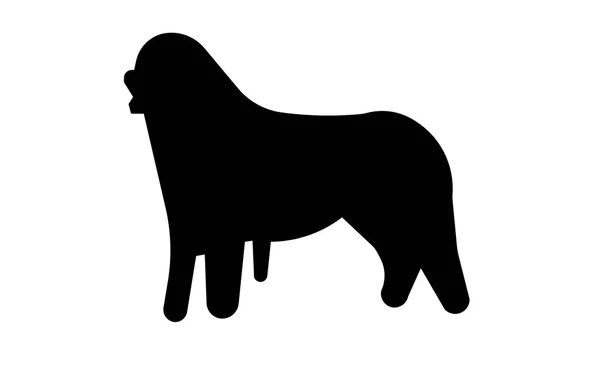 Silueta de perro de montaña bernés sobre fondo blanco — Vector de stock