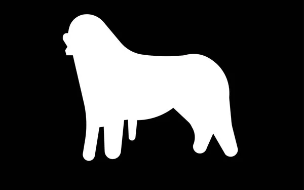 Silueta de perro de montaña bernés blanco sobre fondo negro — Vector de stock