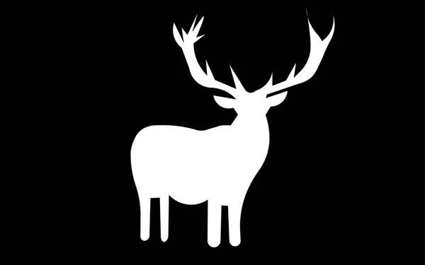 黒の背景に白のフリー クリップ アート鹿のシルエット — ストックベクタ