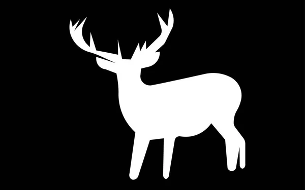 黒の背景に白のフリー クリップ アート鹿のシルエット — ストックベクタ