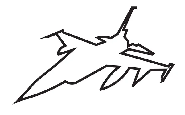 F16 silhouette contour sur fond blanc — Image vectorielle