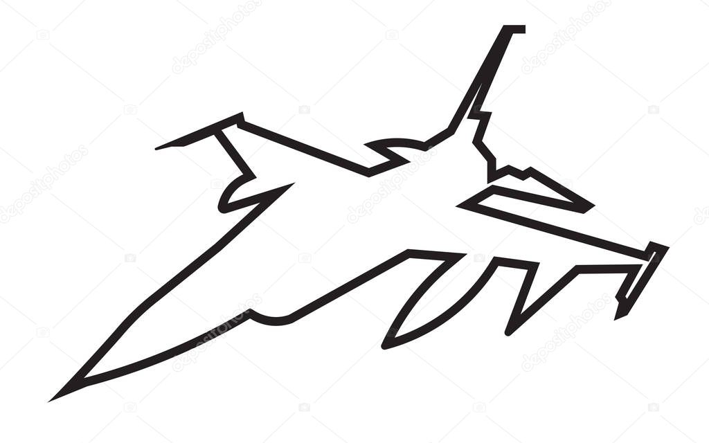 f16 silhouette outline on white background