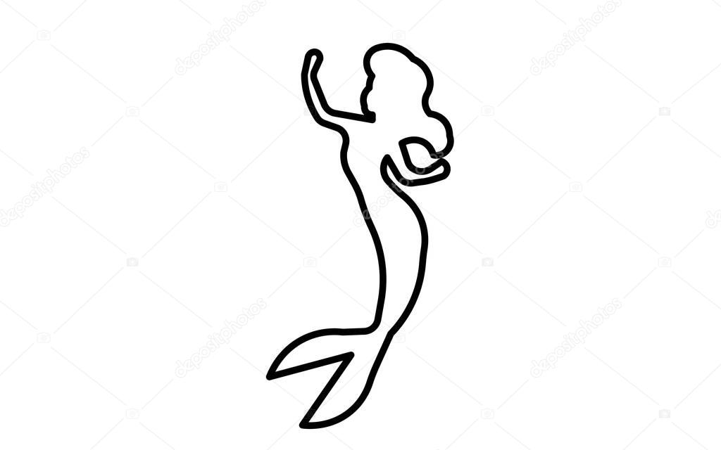 Download Little mermaid silhouette outline on white background ...