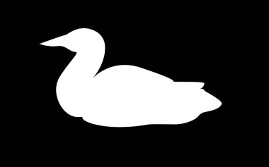 Beyaz loon siluet siyah arka plan üzerine