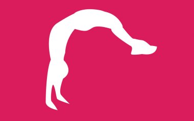 kırmızı zemin üzerine beyaz backflip siluet
