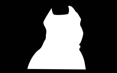 Beyaz pitbull yüz siluet siyah arka plan üzerine