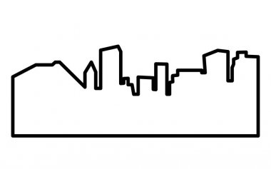 Pittsburgh manzarası siluet Anahat Beyaz arka plan üzerinde