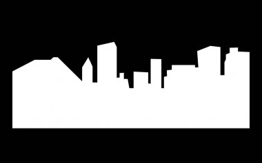 Pittsburgh manzarası siluet siyah arka plan üzerine beyaz