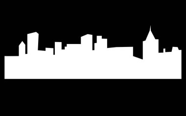 Pittsburgh manzarası siluet siyah arka plan üzerine beyaz
