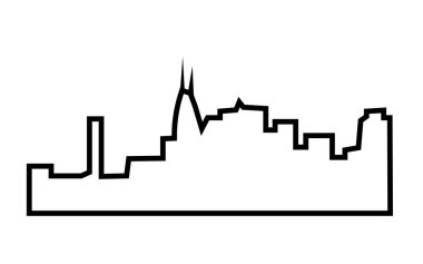 Cleveland manzarası siluet Anahat Beyaz arka plan üzerinde