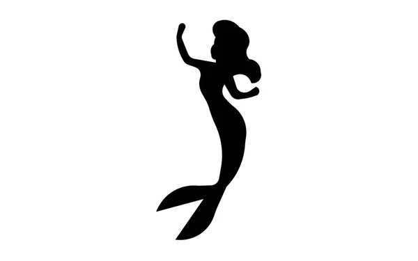 Piccola silhouette sirena su sfondo bianco — Vettoriale Stock