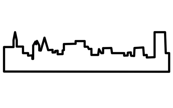 Búfalo skyline silhueta esboço no fundo branco — Vetor de Stock