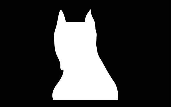 Witte pitbull gezicht silhouet op zwarte achtergrond — Stockvector