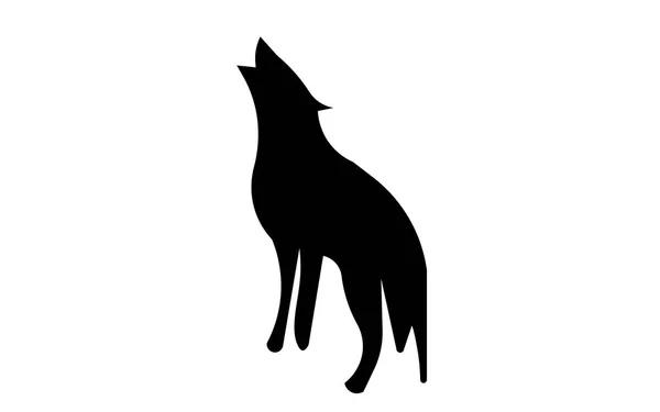 Howling wolf silhouette clip art on white background — Stock Vector