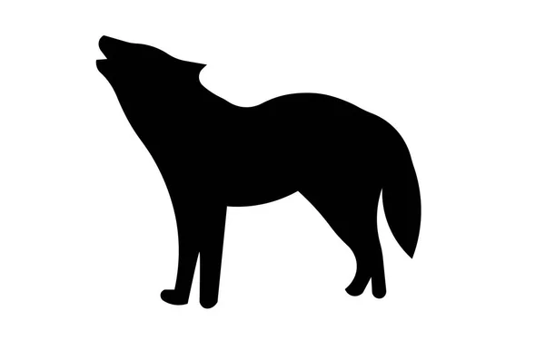 Vyjící vlk silueta klipart na bílém pozadí — Stockový vektor