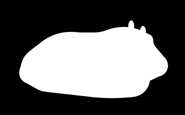 Silhueta branca de cobaia sobre fundo preto — Vetor de Stock
