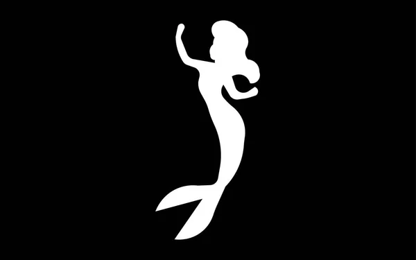 White little mermaid on black background — Stock Vector