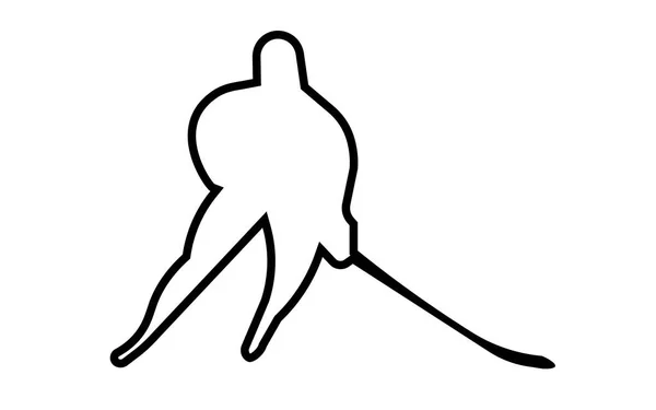 Niña jugador de hockey silueta contorno sobre fondo blanco — Vector de stock