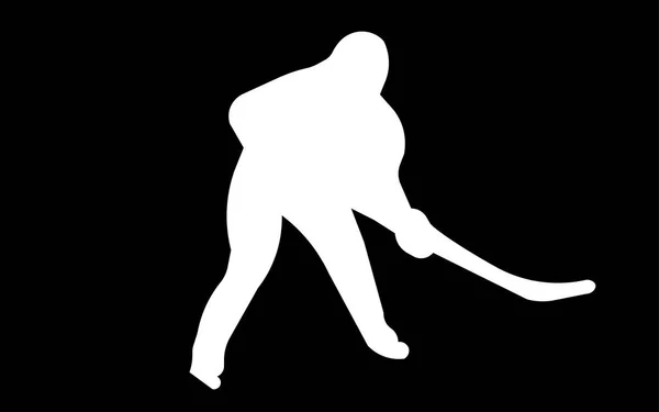 White girl hockey player silhouette on black background — Stock Vector