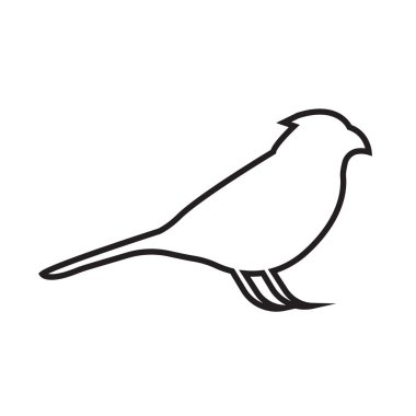 Kardinal kuşu anahat beyaz arka plan üzerinde kapalı kanatlı