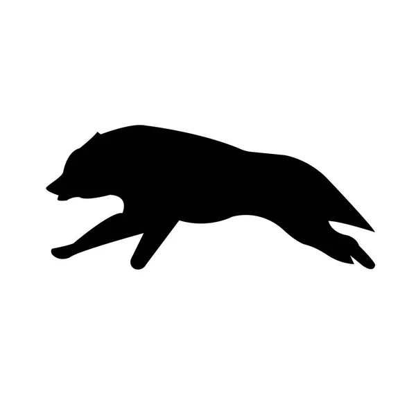 Zwarte Wolf Silhouet Uitgevoerd Witte Achtergrond — Stockvector