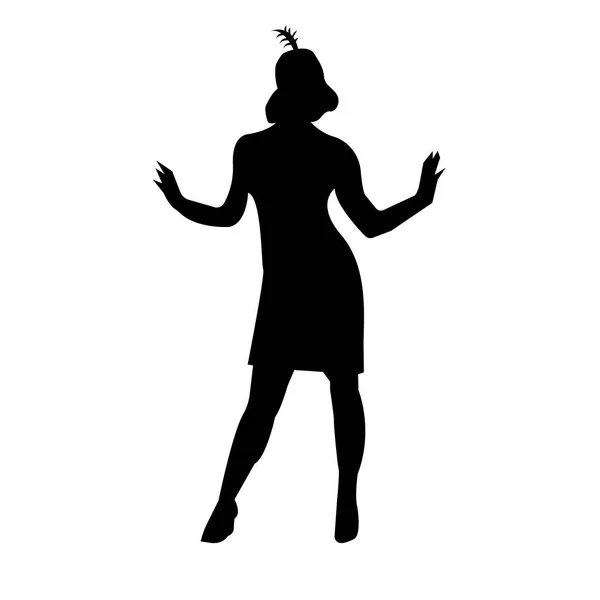 Silhouette Flapper Noir Sur Fond Blanc — Image vectorielle