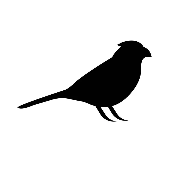 Silueta Pájaro Cardinal Negro Con Alas Cerradas Sobre Fondo Blanco — Vector de stock