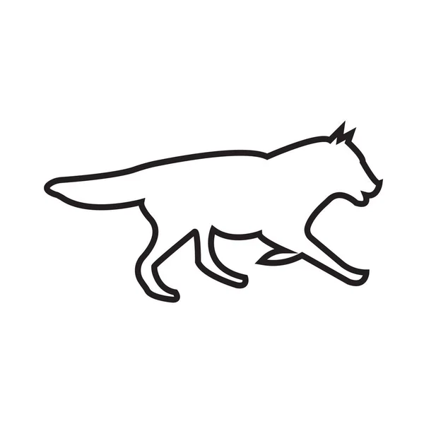 Wolf Running Outline White Background — Stock Vector
