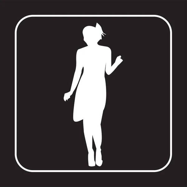 Silhouette Flapper Blanc Sur Fond Noir — Image vectorielle