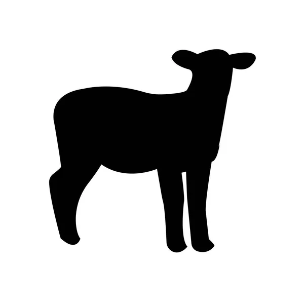 黒い羊のシルエットの白い背景のクリップアート — ストックベクタ