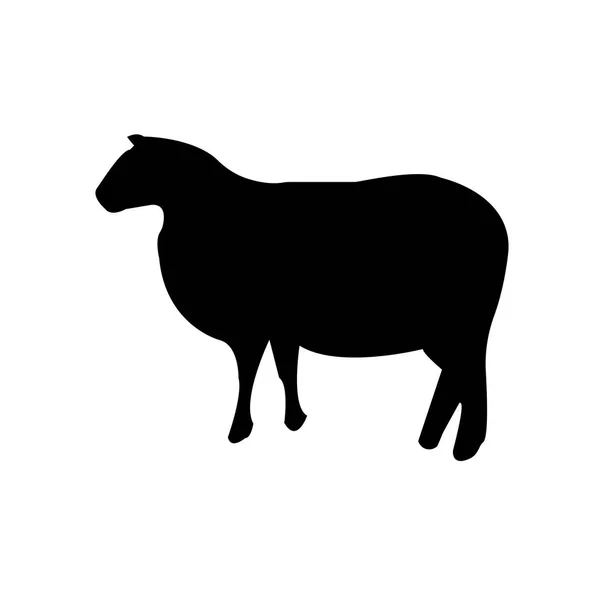 Noir Mouton Silhouette Clip Art Sur Fond Blanc — Image vectorielle