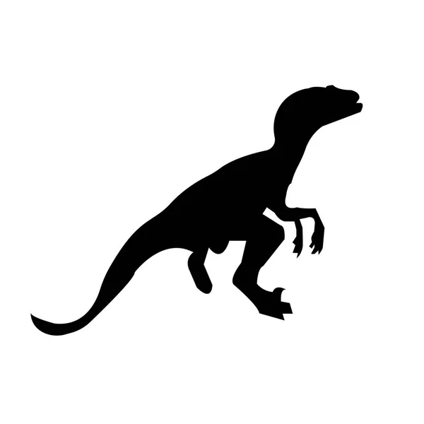 Silhueta Velociraptor Preto Fundo Branco — Vetor de Stock