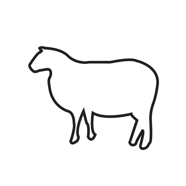 Sheep Outline Clip Art White Background — Stock Vector