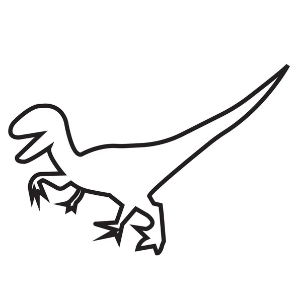 Velociraptor Kontur Białym Tle — Wektor stockowy