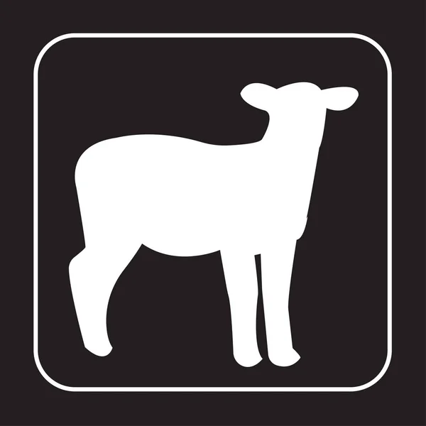 White Sheep Silhouette Clip Art Black Background — Stock Vector