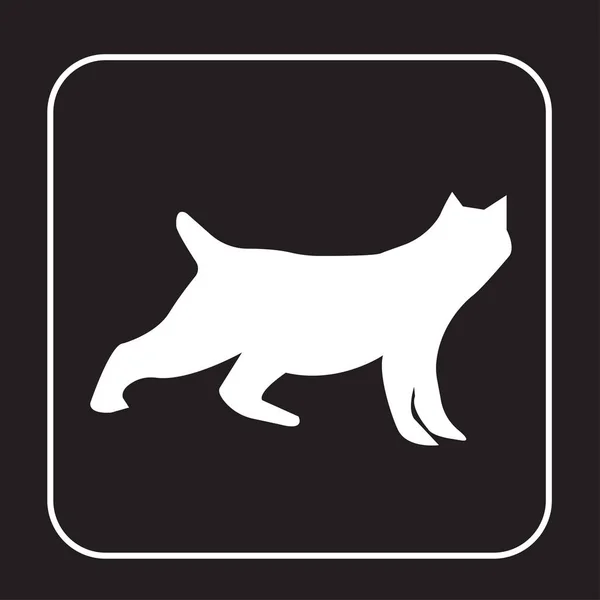 Witte Bobcat Silhouet Zwarte Achtergrond — Stockvector