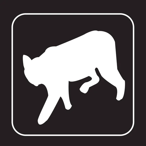 Weiße Bobcat Silhouette Auf Schwarzem Hintergrund — Stockvektor
