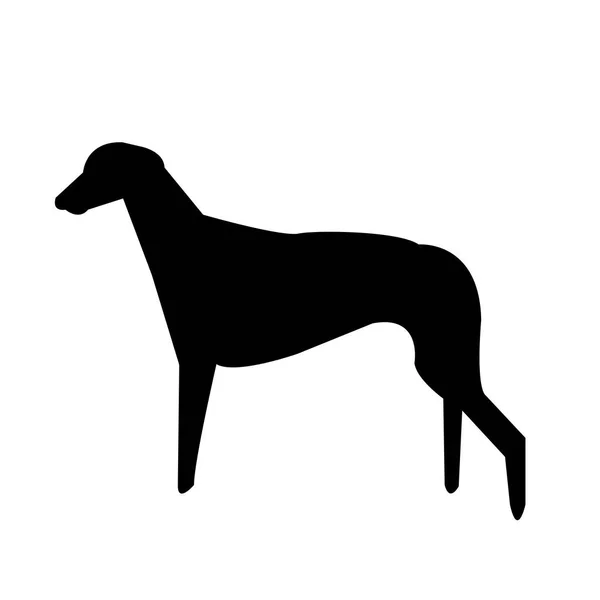 Nero Greyhound Silhouette Sfondo Bianco — Vettoriale Stock