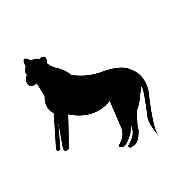 Schwarze Löwin Silhouette Auf Weißem Hintergrund — Stockvektor