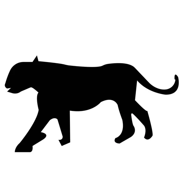 Schwarze Löwin Silhouette Auf Weißem Hintergrund — Stockvektor