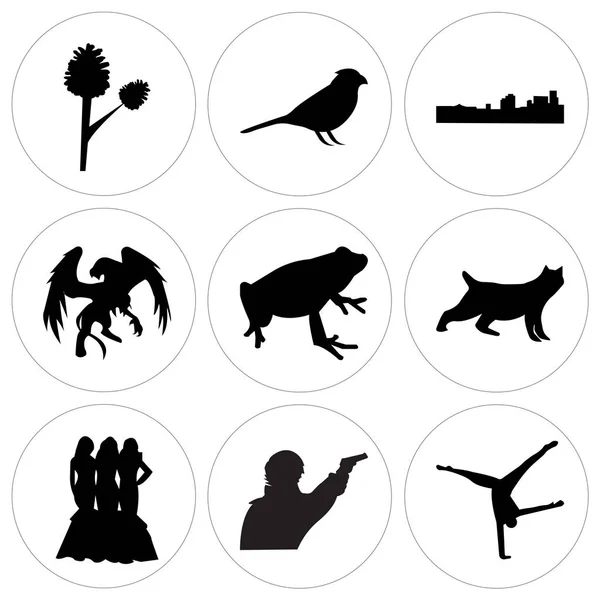 Set Icônes Modifiables Simples Telles Que Tumbling Noir Sherlock Demoiselle — Image vectorielle