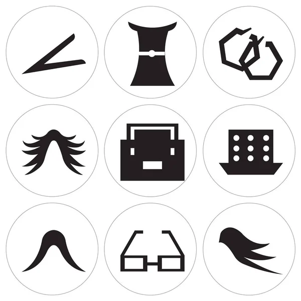 Set Von Einfachen Editierbaren Symbolen Wie Menschliche Schwarze Haarform Brillenform — Stockvektor
