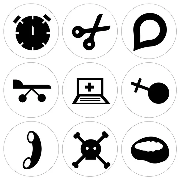 Set Von Einfachen Editierbaren Symbolen Wie Gehirn Tot Anruf Männlich — Stockvektor