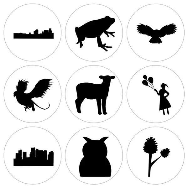 Set Iconos Editables Simples Como Piña Búho Negro Cielo Boston — Archivo Imágenes Vectoriales