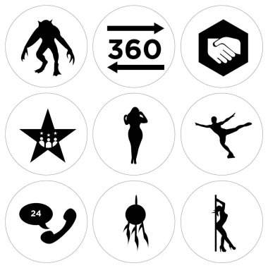 Striptizci, Rüya yakalayıcı, canlı destek, patenci, curvy kız, müşteri deneyimi, katlanmış eller, 360 derece, kurt adam, olarak 9 set basit düzenlenebilir kutsal kişilerin resmi-ebilmek var olmak kullanılmış mobil, web kullanıcı arabirimi