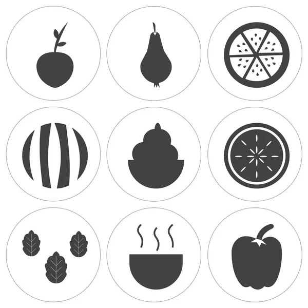Set Semplici Icone Modificabili Come Pepe Zuppa Mandarino Gelato Anguria — Vettoriale Stock