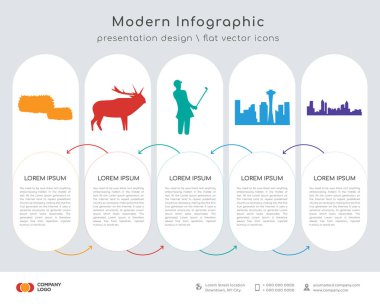 Infographics tasarım vektör ve siyah saman balya, siyah elk, dişi golfçü, siyah uzay iğne, siyah atlanta simgeler kullanılabilir iş akışı düzeni, diyagram, faaliyet raporu, web tasarım için siyah. İş